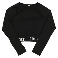 Čierne crop tričko s nápisem v pase shein