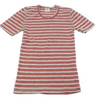 Šedo-červené pruhované thermo tričko 