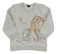 Šedá melírovaná mikina s Bambim Disney