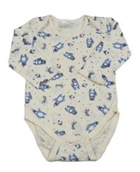 Smetanovo-modré vzorované body s medvědy 