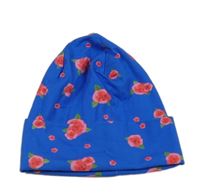 Modrá čepice s kvítky 