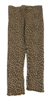 Hnedo-čierne leopardí rebrované legíny H&M