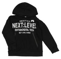 Čierna mikina s nápismi a kapucňou Tu