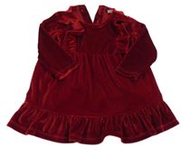 Červené zamatové šaty s volánikmi F&F