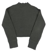 Tmavozelený crop sveter New Look