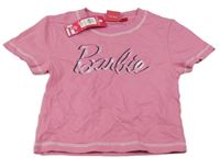 Nové - růžové crop tričko s nápisem - Barbie