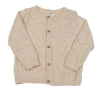 Marhuľový perforovaný prepínaci sveter so srdiečkami H&M