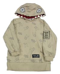 Svetlobéžová vzorovaná mikina s kapucňou