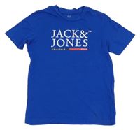 Zafírové tričko s logom Jack & Jones