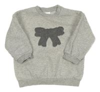 Sivá melírovaná mikina s mašlou H&M