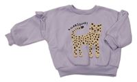 Lila overisze mikina s leopardom a volánikmi dunnes