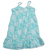 Mátové plátenné šaty s kvietkami H&M