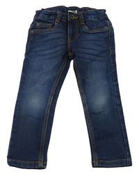 Tmavomodré slim fit rifle s liškou