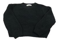 Čierny žinylkový crop sveter H&M