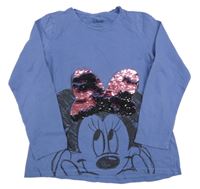 Tmavomodré triko s Minnie s překlápěcími flitry Disney