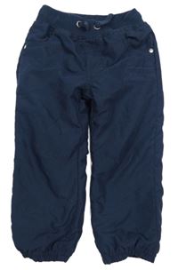 Tmavomodré šušťákové zateplené nohavice Topomini