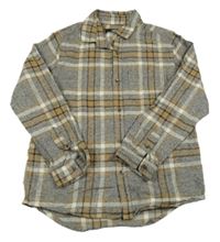 Šedo-béžová kostkovaná flanelová košile Next