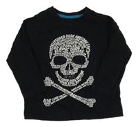 Černé triko s lebkou Primark