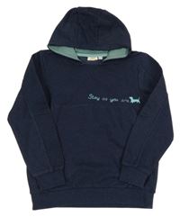 Tmavomodrá mikina s nápisem a pejskem a kapucí Kids