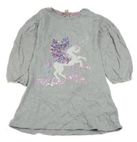 Sivé teplákové šaty s jednorožcem z flitrů Monsoon