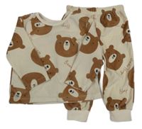 Béžové plyšové pyžamo s medvídky Primark