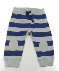 Nové - Tmavomodro-šedé pruhované tepláky 