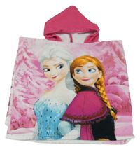 Ružovo-biele osuškové pončo s kapucí - Frozen