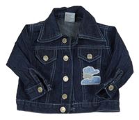 Tmavomodrá rifľová bunda s výšivkami