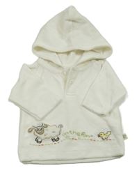 Smetanová sametová mikina se zvířátky a kapucí 