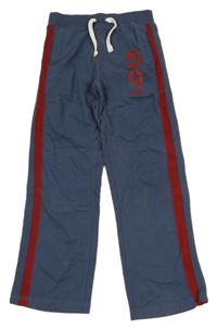 Šedomodro-červené široké tepláky s číslem George