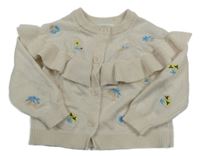 Béžový kvetovaný prepínaci sveter s volánikom