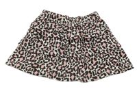 Bielo-hnedo-ružová sukňa s leopardím vzorom bpc