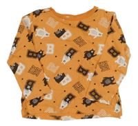 Oranžové tričko s písmeny a medveďmi Kiki&Koko