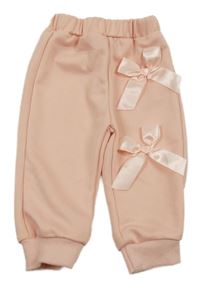 Růžové tepláky s 3D mašlemi 