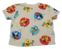 Béžovo-barevné tričko s Mickeym a kamarády LC waikiki