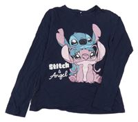 Tmavomodré tričko so Stitch a Angel