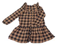 Hnědo-černé kostkované propínací šaty H&M