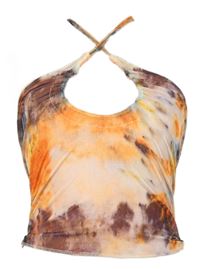Dámsky oranžový batikovaný crop top