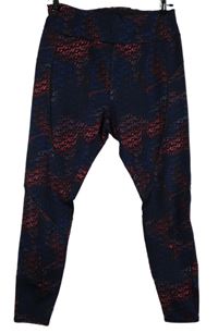 Dámské tmavomodro-růžové vzorované sportovní legíny 