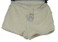 Nové - Dámske smotanové huňaté pyžamové kraťasy Primark