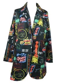 Dámsky čierny blejzer s potlačou