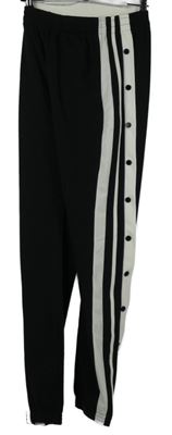 Dámske čierno-biele pruhované teplákové nohavice s pruhmi Shein vel.