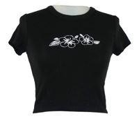 Dámské černé tričko s květy Bershka 