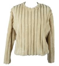 Dámská béžová žebrovaná plyšovaná crop mikina Zara  