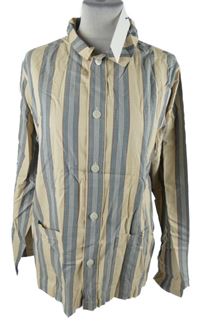 Nové - Pánska béžovo-sivá pruhovaná košeľa Nufferton