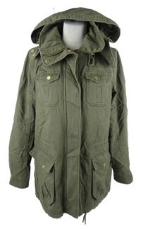 Dámská khaki plátěná podzimní parka s kapucí C&A