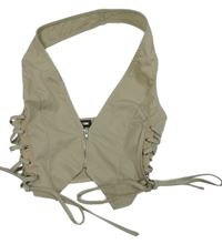 Dámský béžový crop top se šněrováním PrettyLittle Thing