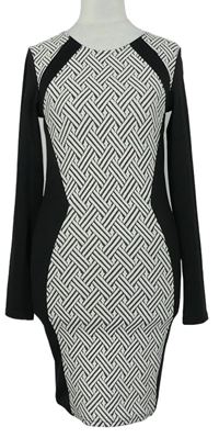 Dámske čierno-biele vzorované pletené šaty H&M