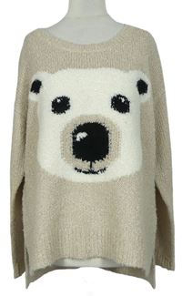 Dámsky béžový sveter s medvedíkom George