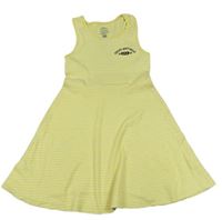 Žlté pruhované rebrované bavlnené šaty s nápisom F&F